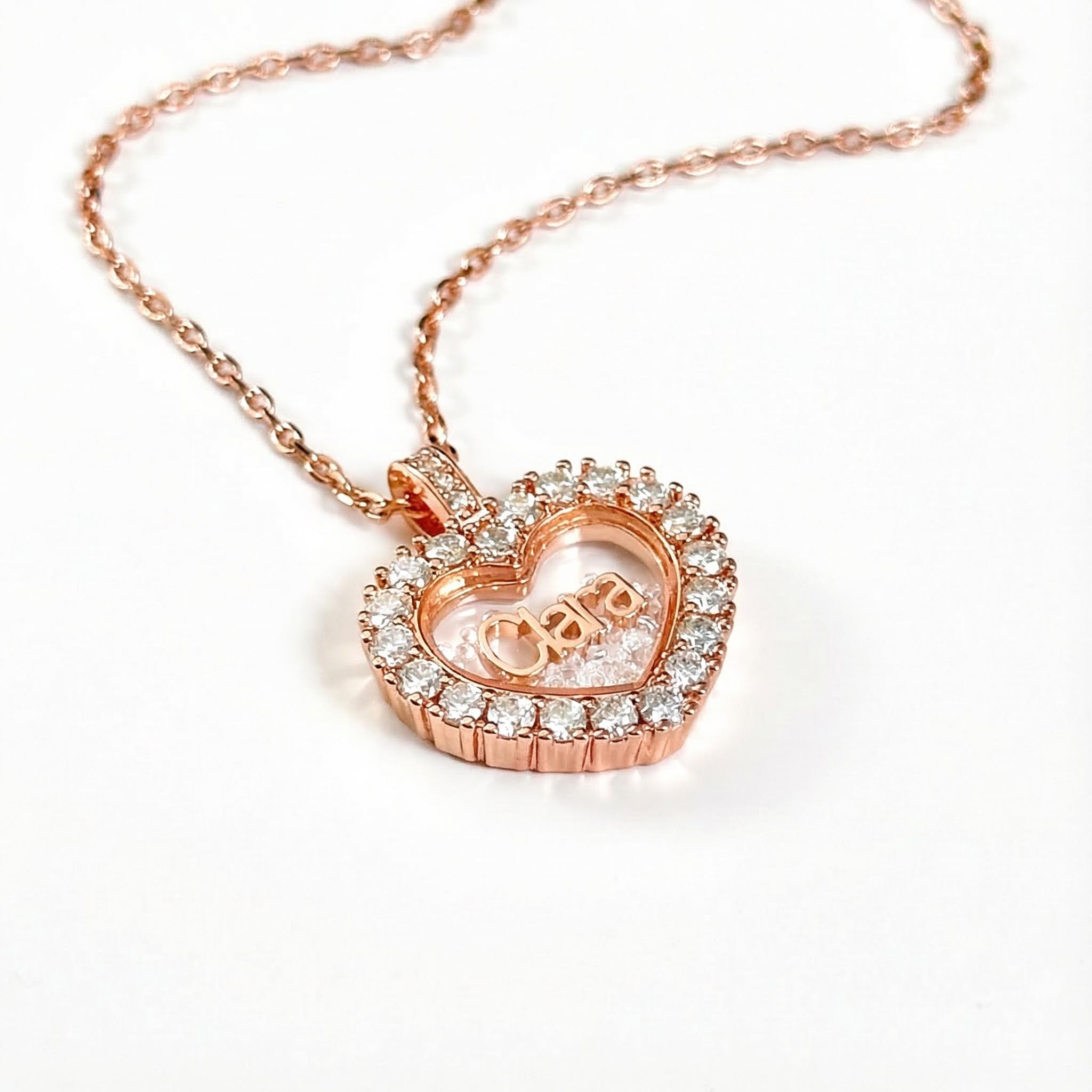 Customized Name Heart Shaped Dancing Diamonds Pendant Necklace Moissanite - Image 6