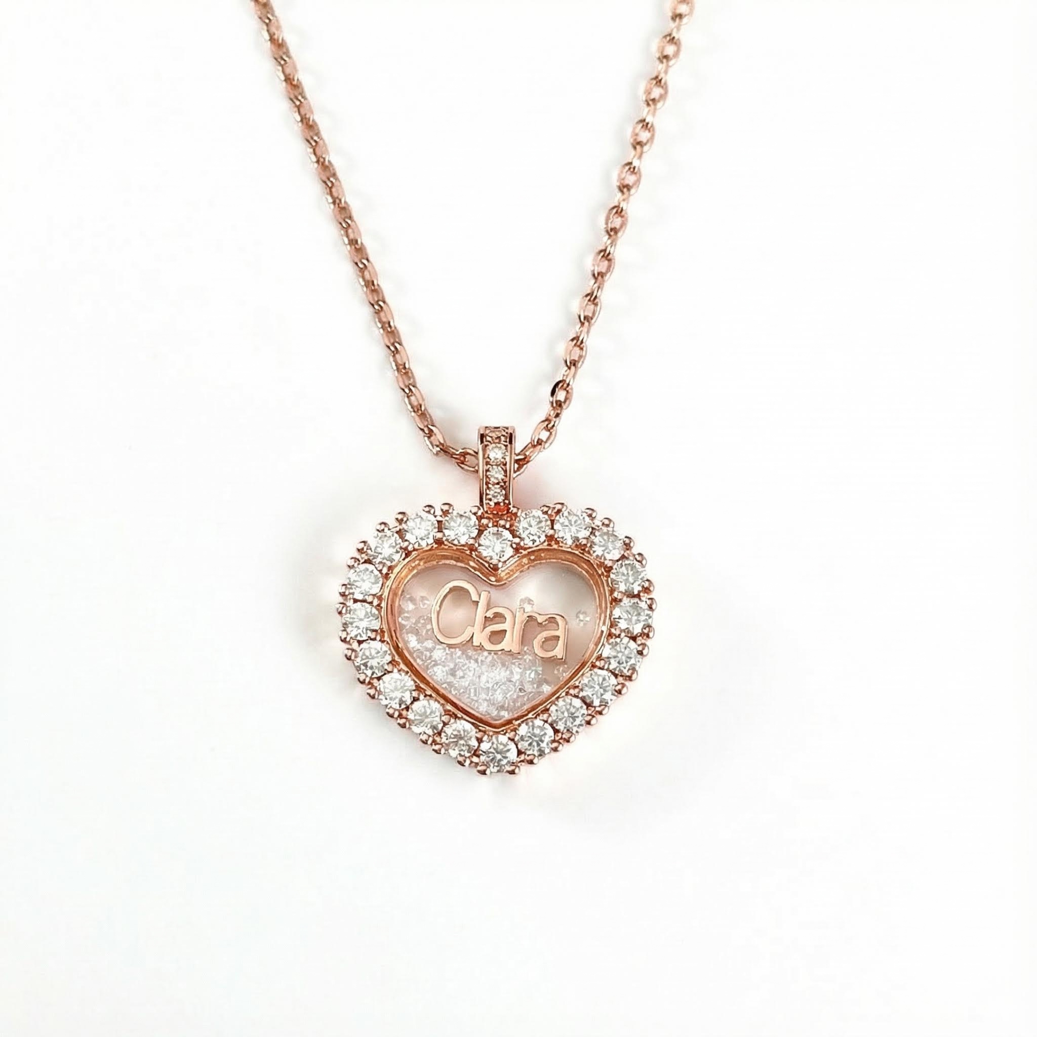 Customized Name Heart Shaped Dancing Diamonds Pendant Necklace Moissanite - Image 7