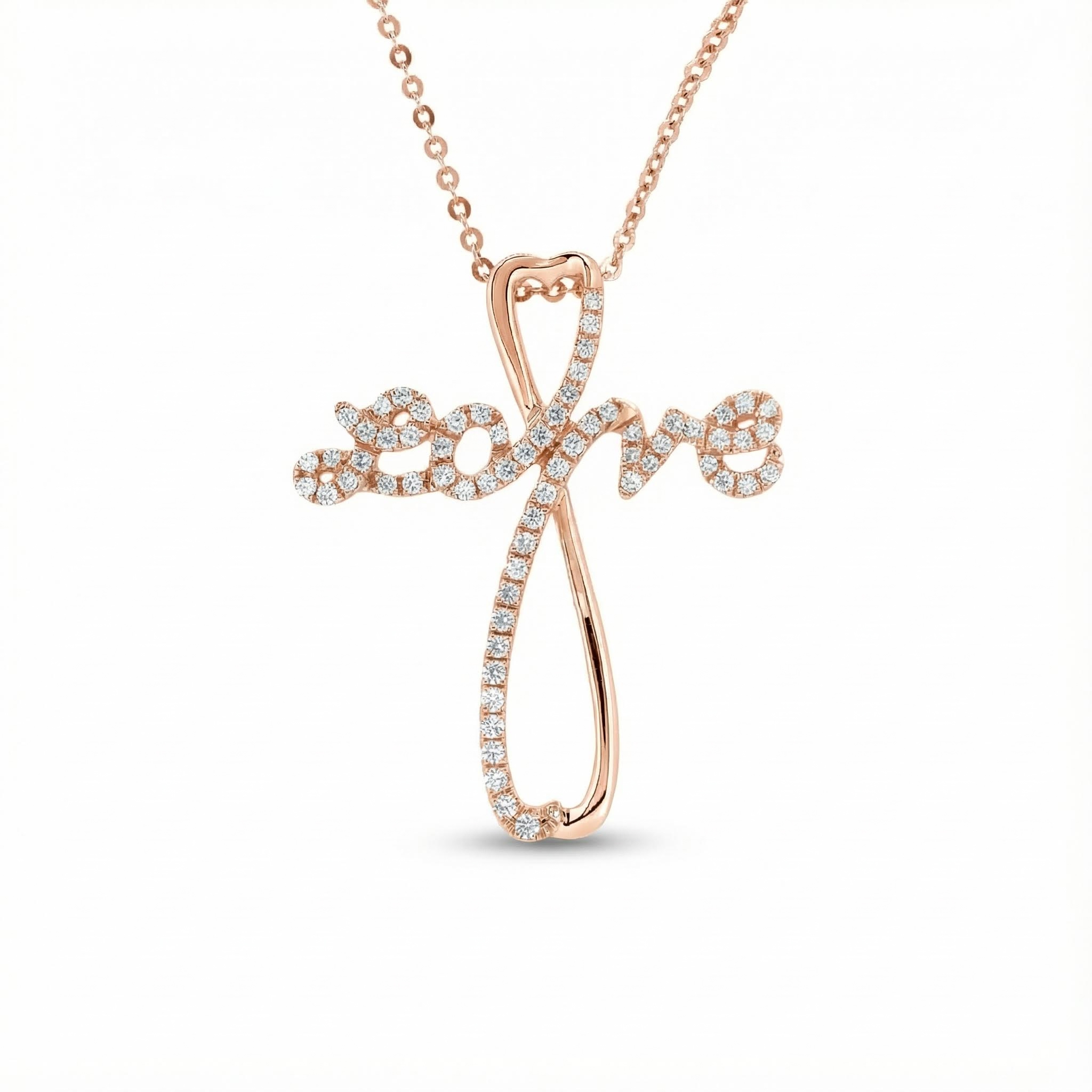 S925 Silver love Diamond Cross Pendant Necklace Moissanite - Image 3