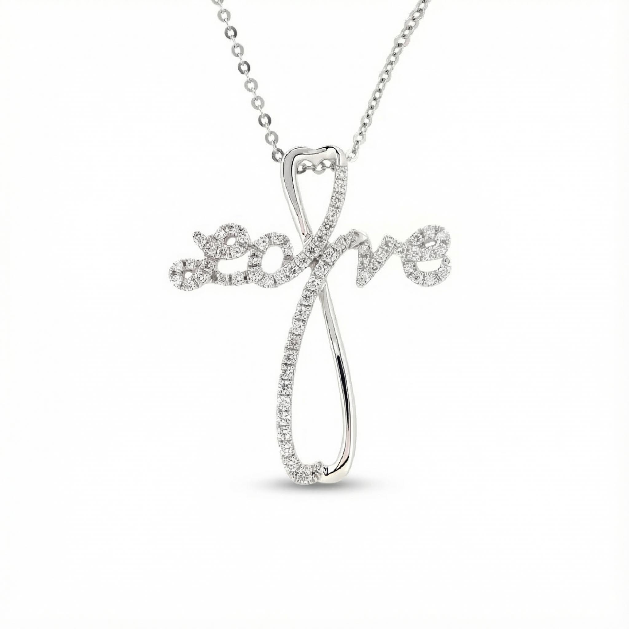 S925 Silver love Diamond Cross Pendant Necklace Moissanite