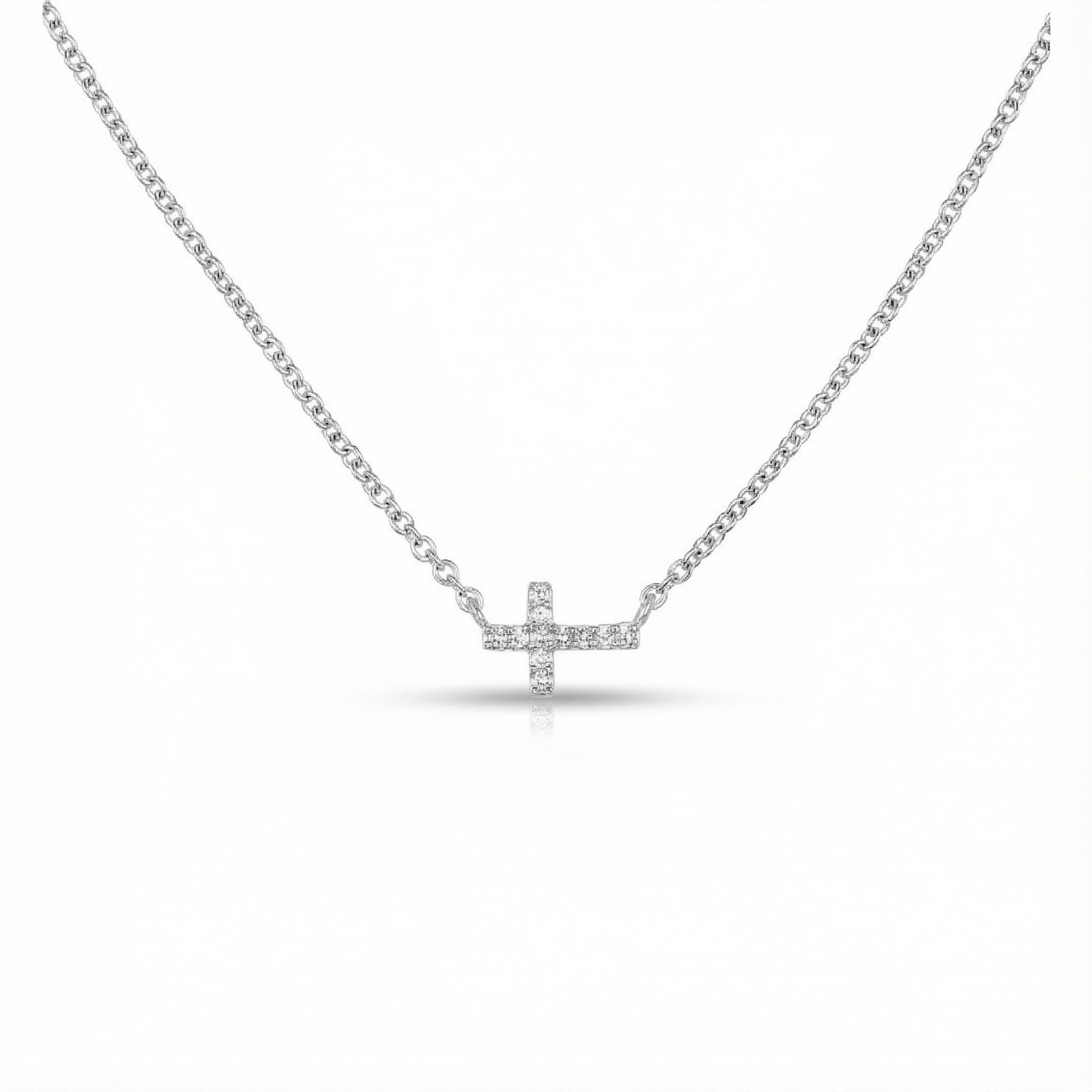 S925 Silver Cross Diamond Pendant Necklace With Street Luxury Shine - Image 3