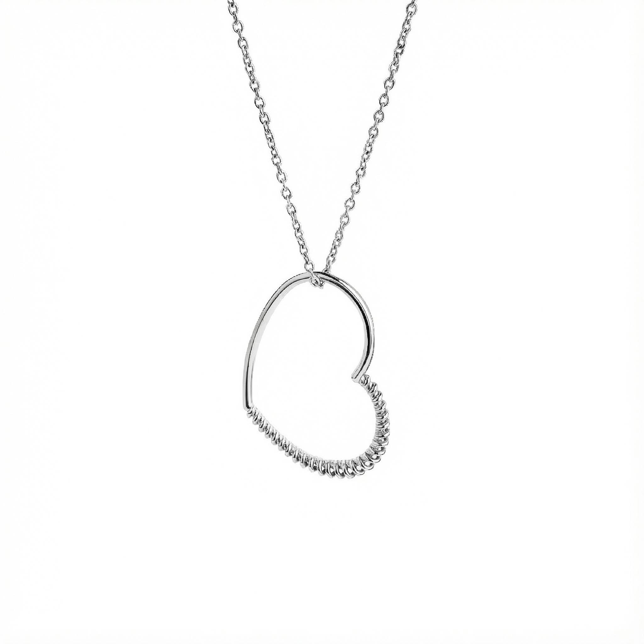 S925 Silver Heart Pendant Necklace Silver Shine With Street Luxury - Image 3