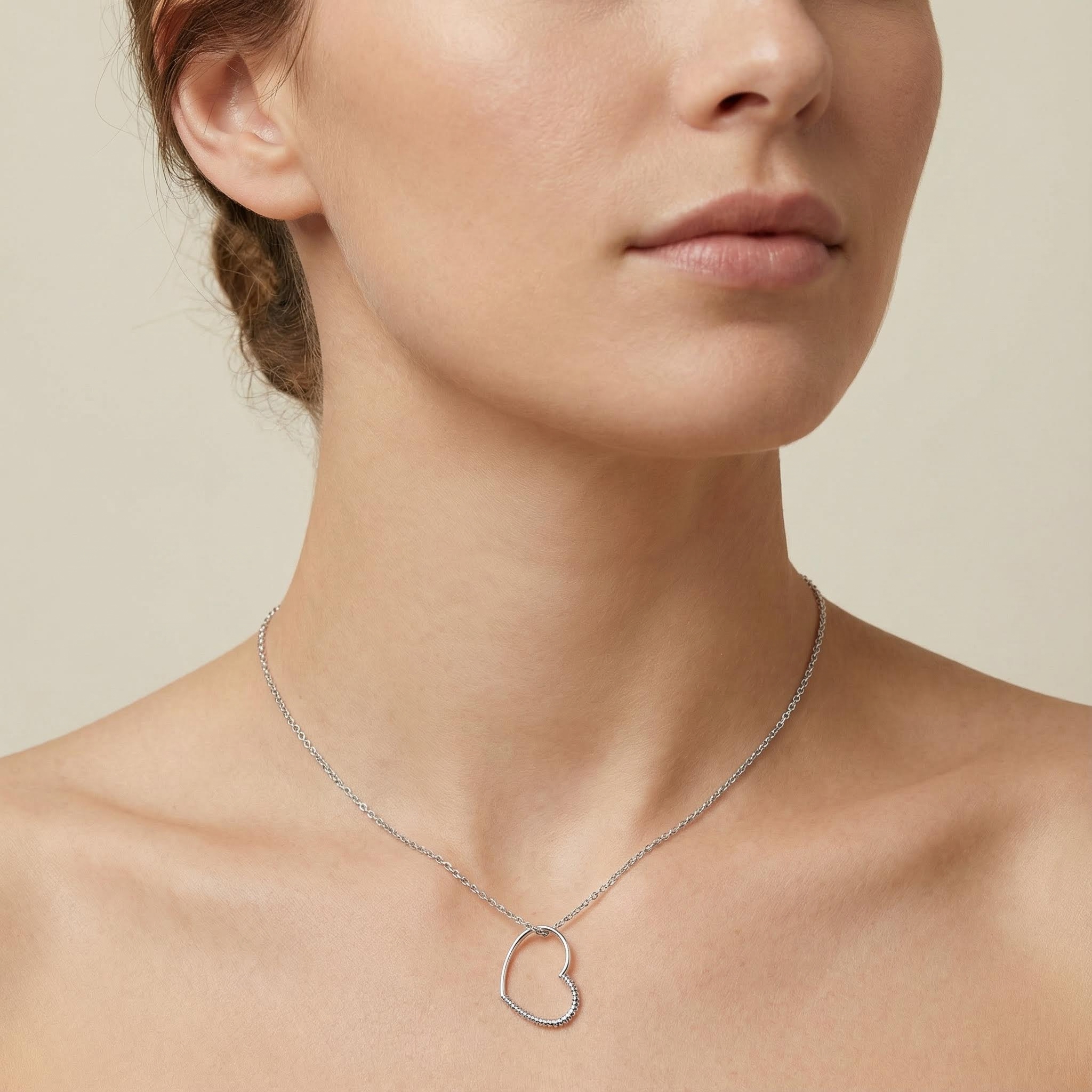 S925 Silver Heart Pendant Necklace Silver Shine With Street Luxury - Image 5