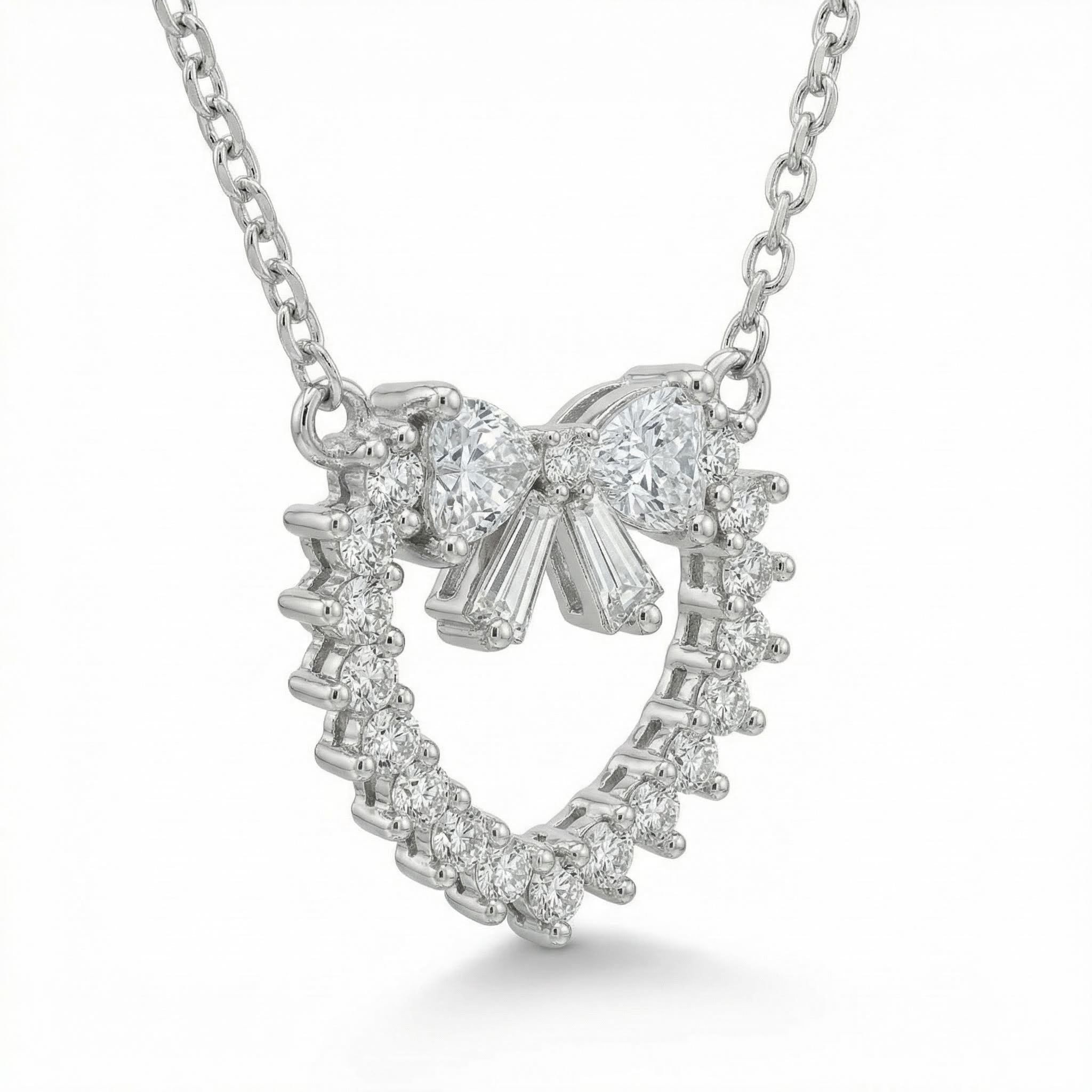 1.2ct. Tw. Bowtie Heart-shaped Round &baguette Cut Vvs Moissanite S925 - Image 3