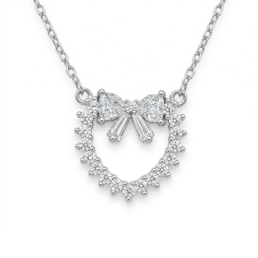1.2ct. Tw. Bowtie Heart-shaped Round &baguette Cut Vvs Moissanite S925