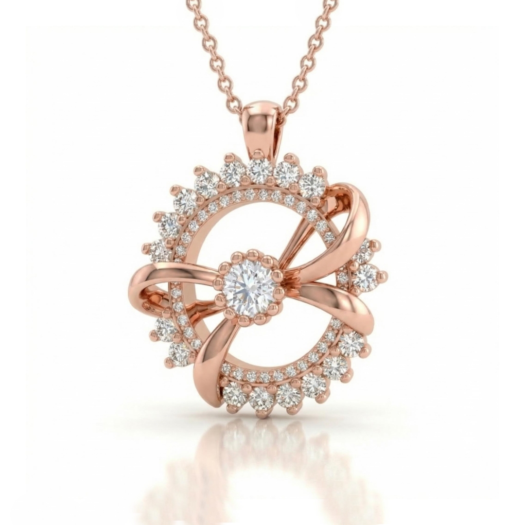 0.72ct. Tw. Bowtie With Round Design Vvs Moissanite S925 Silver Pendant - Image 3