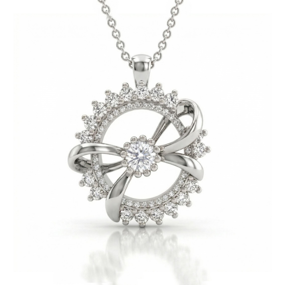 0.72ct. Tw. Bowtie With Round Design Vvs Moissanite S925 Silver Pendant - Image 4