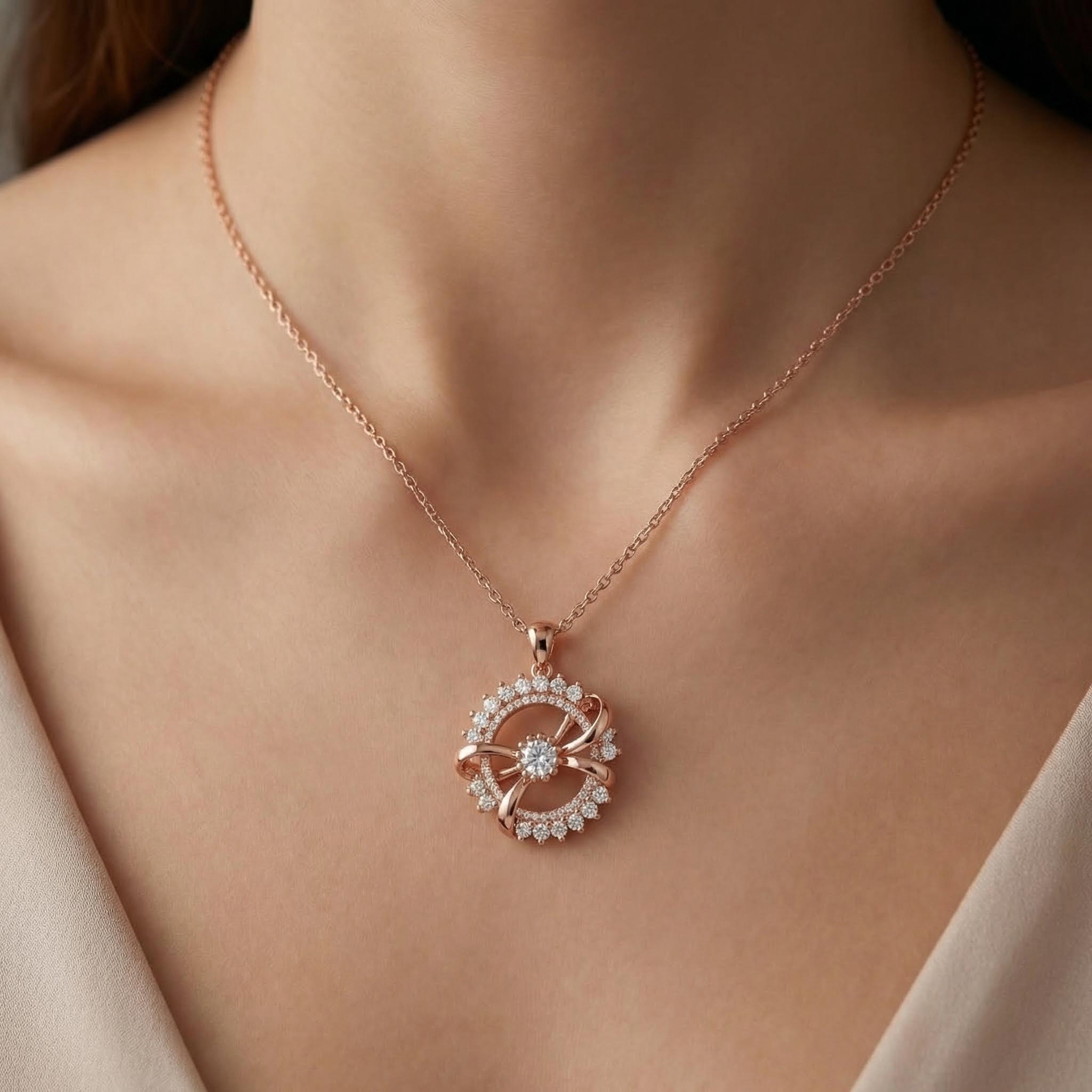 0.72ct. Tw. Bowtie With Round Design Vvs Moissanite S925 Silver Pendant - Image 6