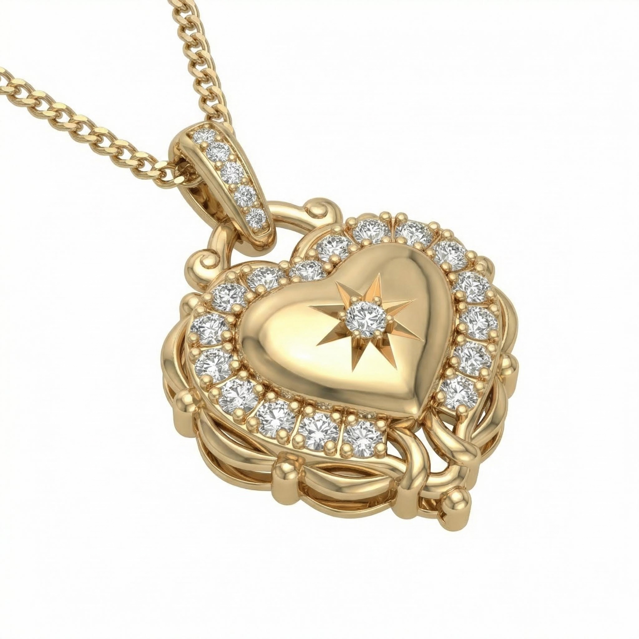 Bold Vintage Halo Heart-shaped Vvs Moissanite S925 Silver Pendant Necklace - Image 3