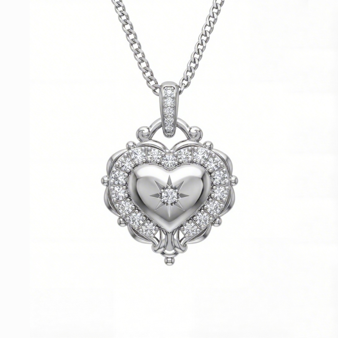 Bold Vintage Halo Heart-shaped Vvs Moissanite S925 Silver Pendant Necklace - Image 5