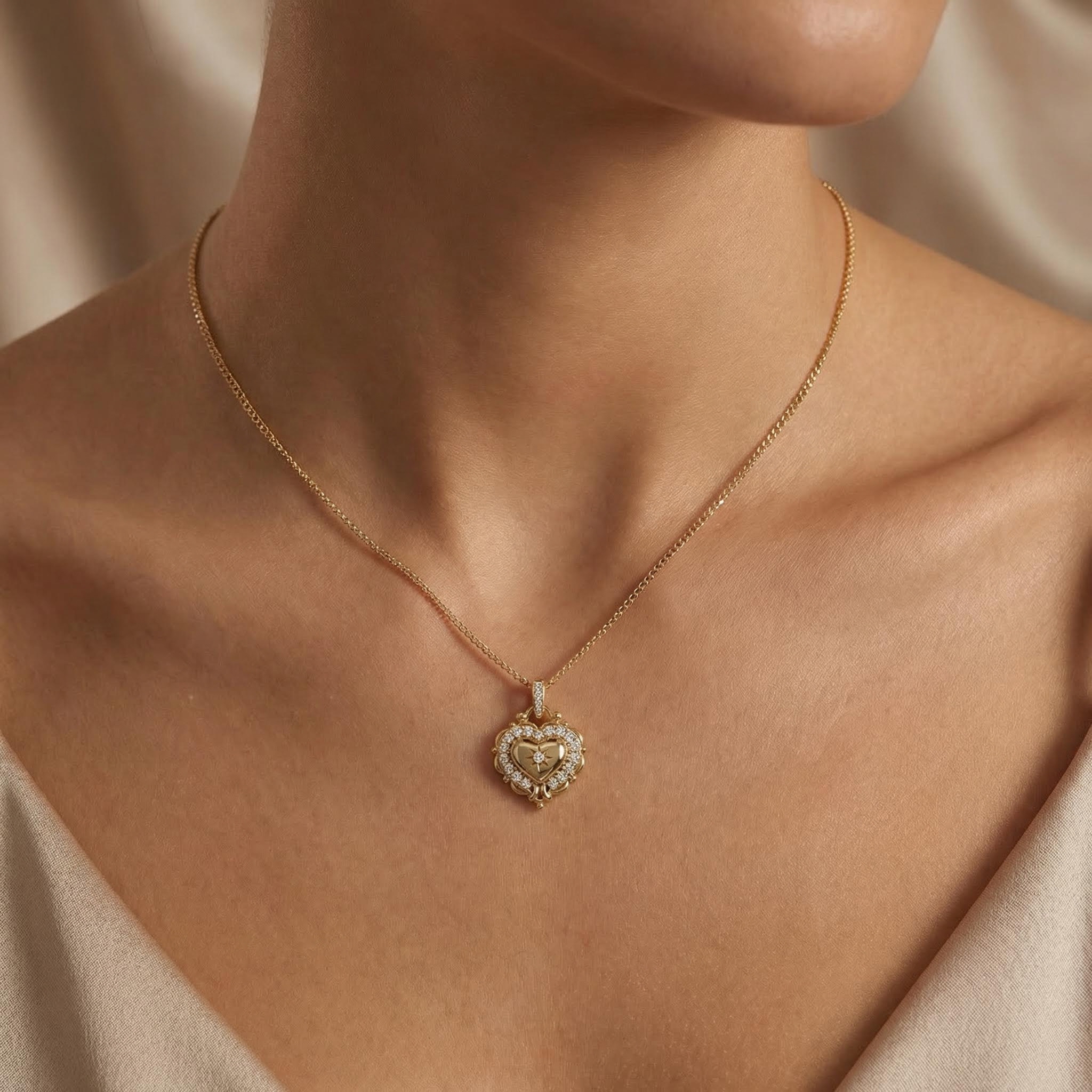 Bold Vintage Halo Heart-shaped Vvs Moissanite S925 Silver Pendant Necklace - Image 6