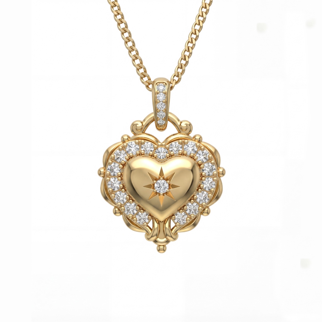 Bold Vintage Halo Heart-shaped Vvs Moissanite S925 Silver Pendant Necklace
