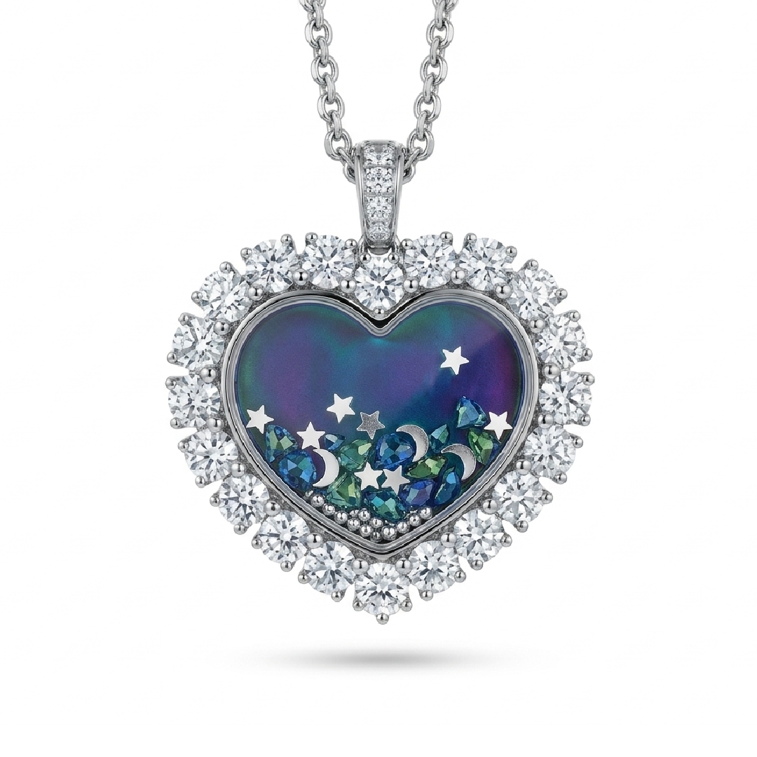 Street Luxury Night Sky Heart Shaped Mother Of Pearl S925 Silver Pendant