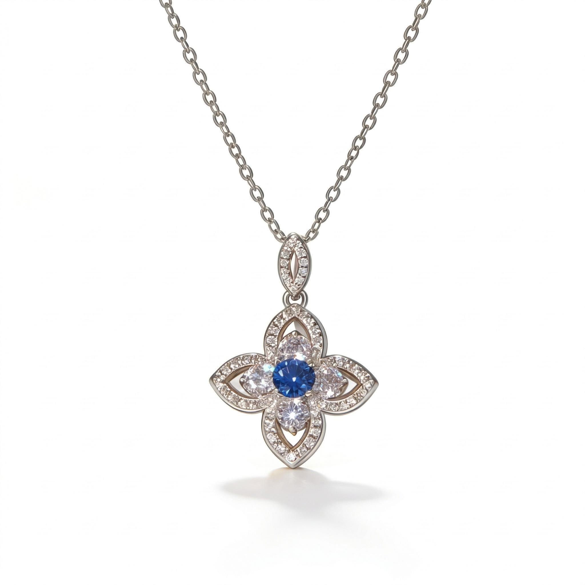 Lucky Clover Multi-color Round Cut S925 Silver Necklace With Silver Shine - Image 4