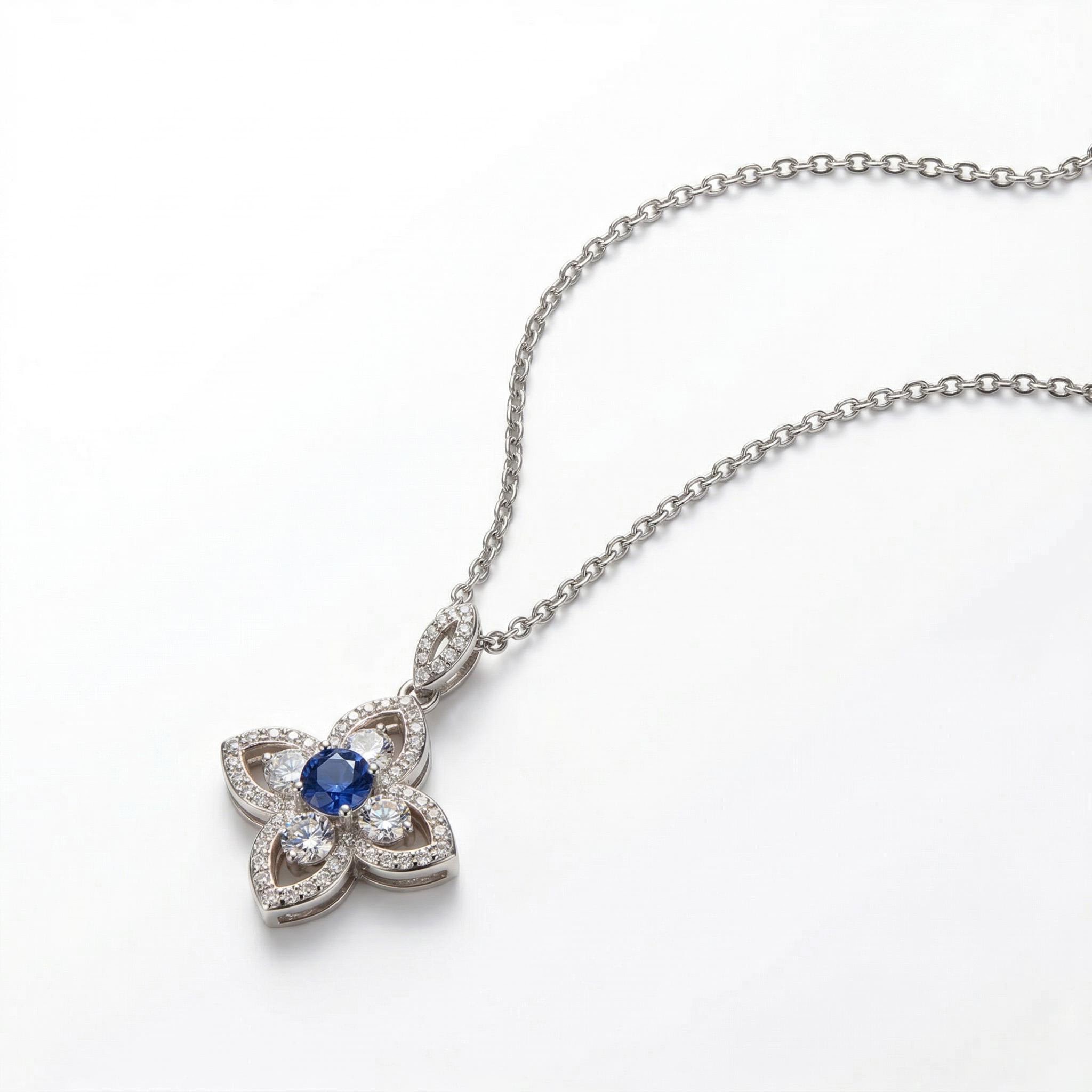 Lucky Clover Multi-color Round Cut S925 Silver Necklace With Silver Shine - Image 7