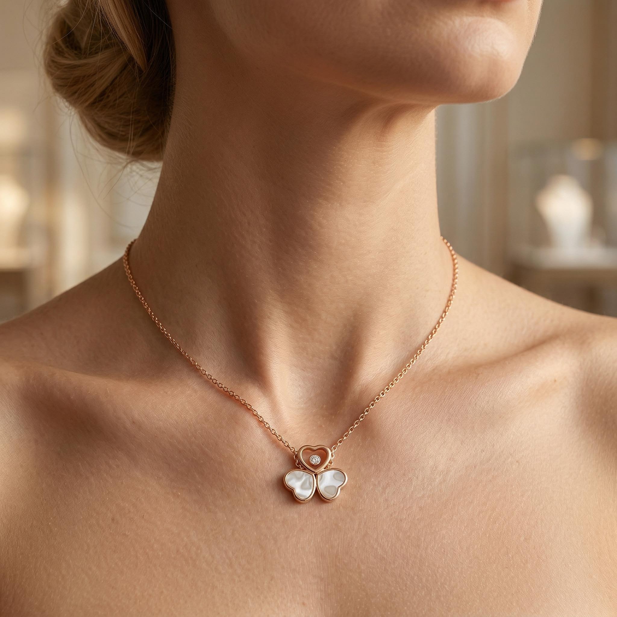 0.5 Ct.tw Heart-shaped With Round Dancing Diamond & Mother Of Pearl Pendant - Image 3