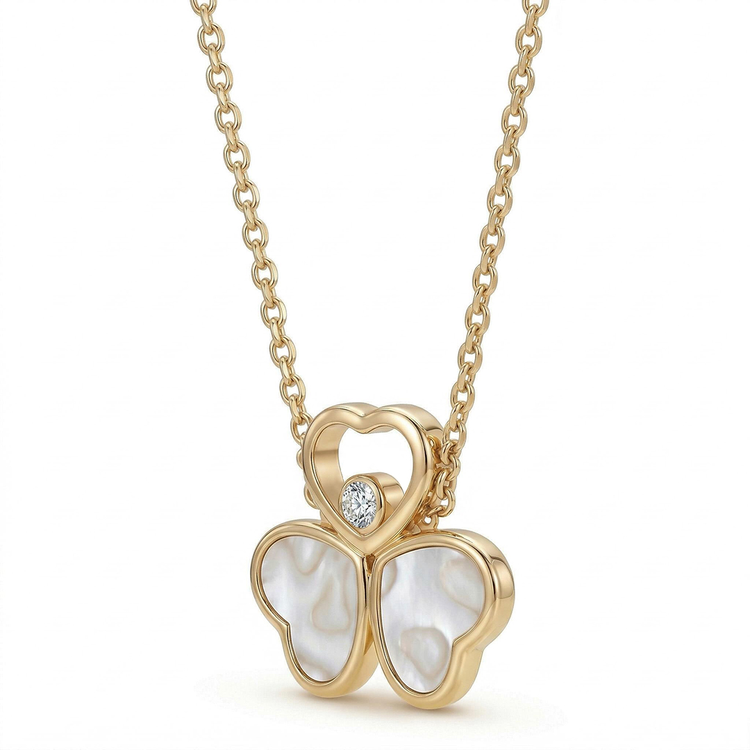 0.5 Ct.tw Heart-shaped With Round Dancing Diamond & Mother Of Pearl Pendant - Image 4