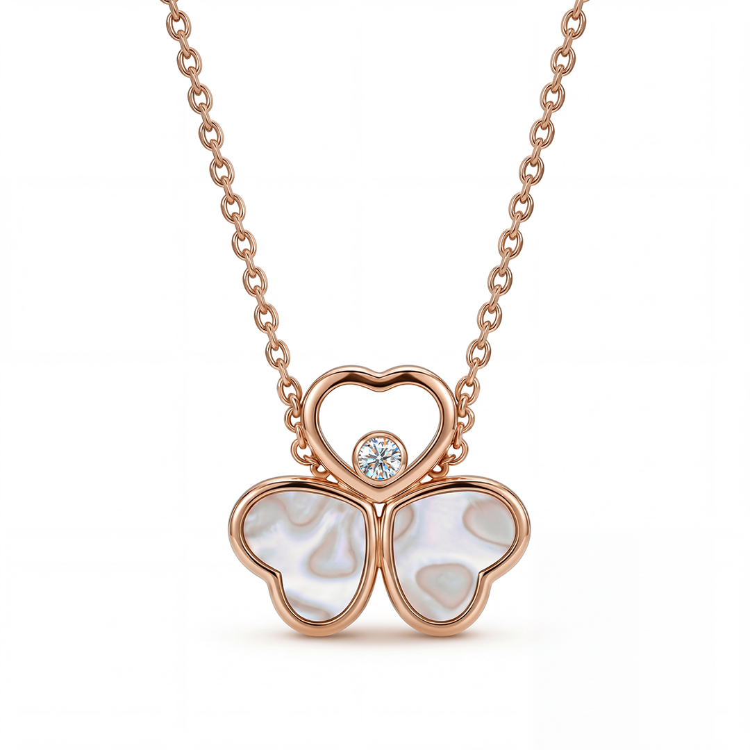 0.5 Ct.tw Heart-shaped With Round Dancing Diamond & Mother Of Pearl Pendant - Image 5