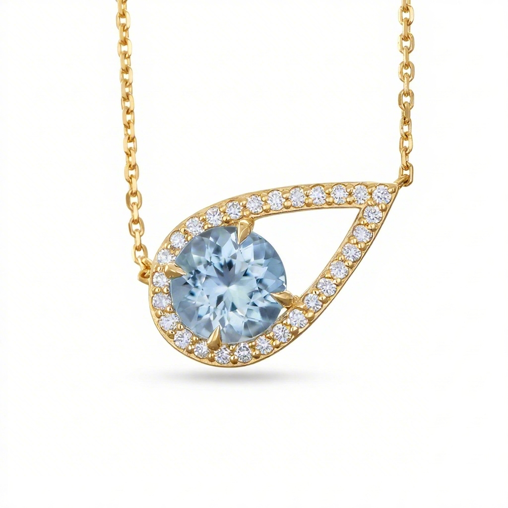 Bold 1.5 Ct.tw Teardrop Blue Round Cut S925 Silver Pendant Necklace - Image 3