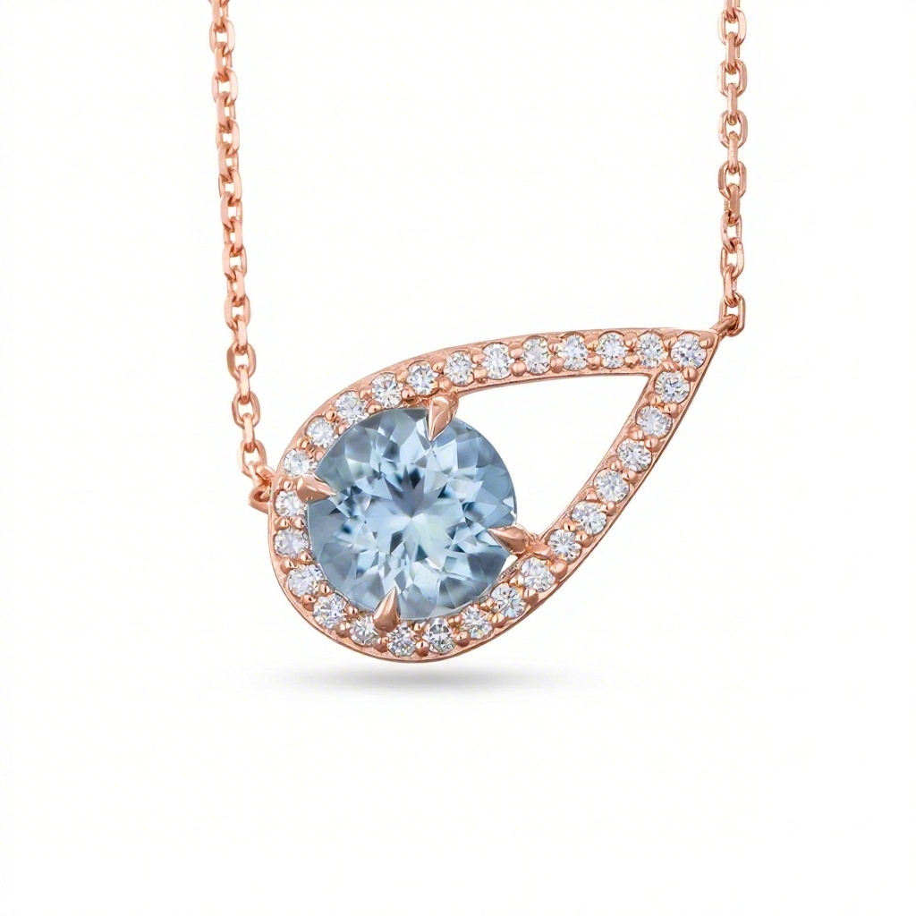 Bold 1.5 Ct.tw Teardrop Blue Round Cut S925 Silver Pendant Necklace - Image 4