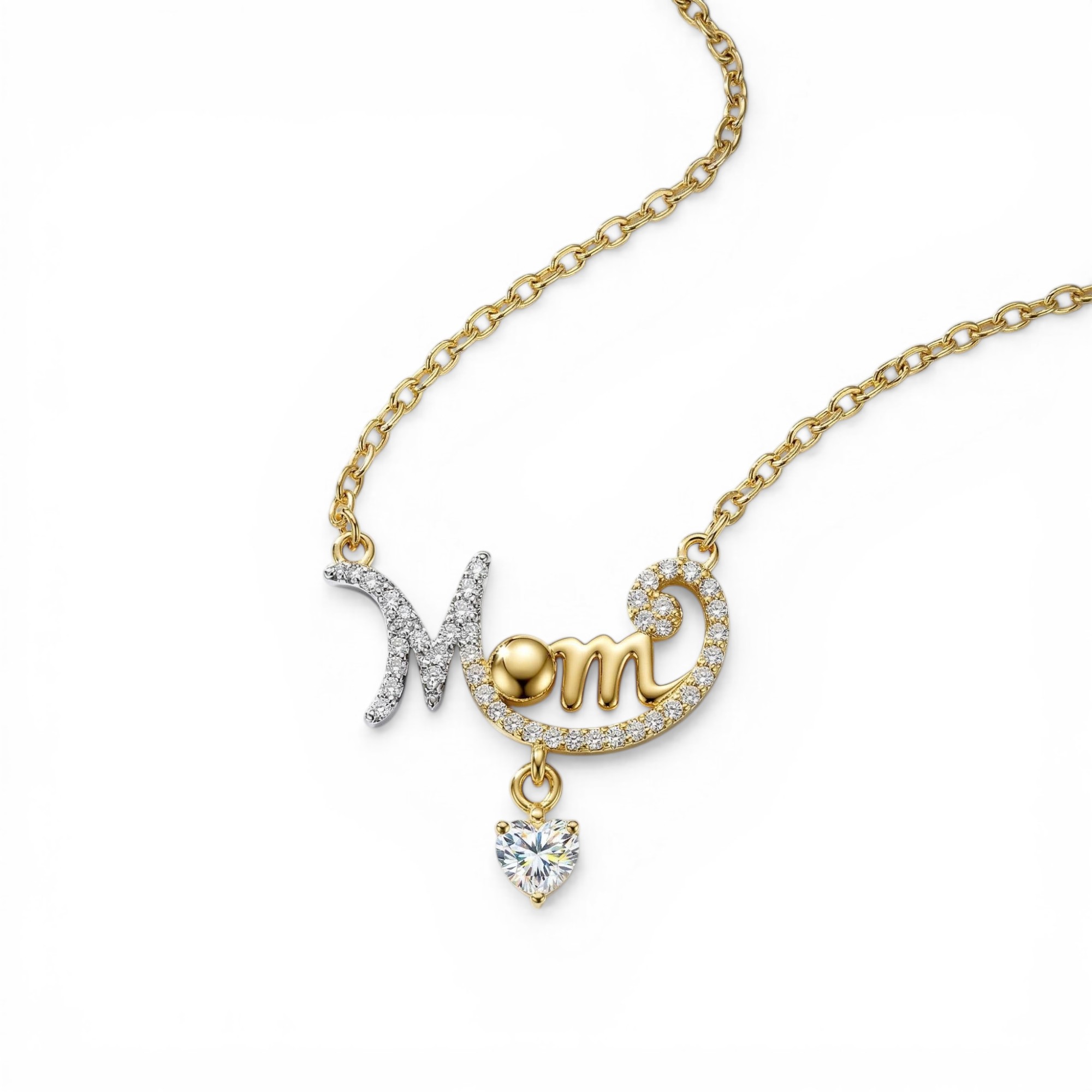 0.5 Ct.tw Mom With Heart Diamond S925 Silver Pendant Necklace Moissanite - Image 3