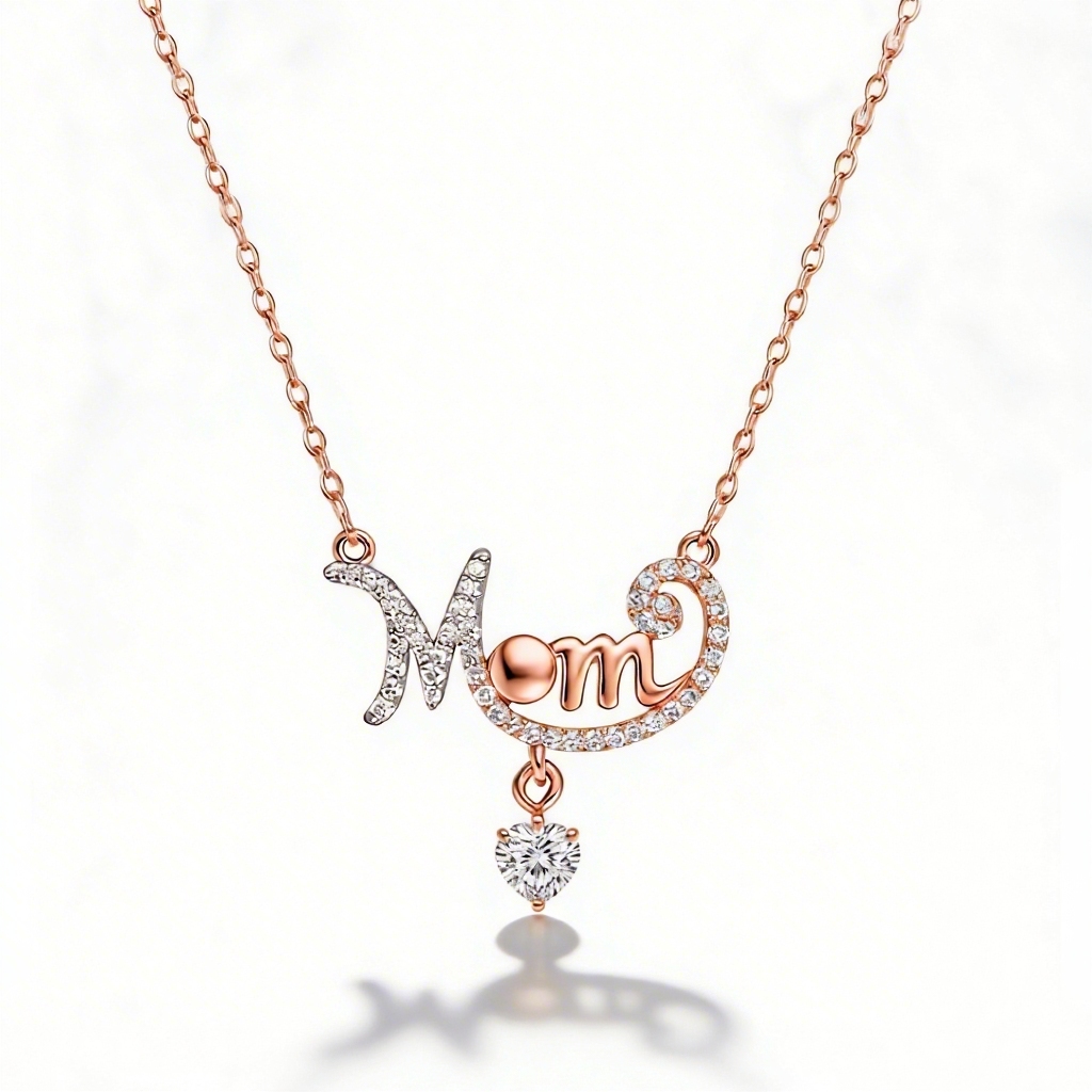 0.5 Ct.tw Mom With Heart Diamond S925 Silver Pendant Necklace Moissanite - Image 5
