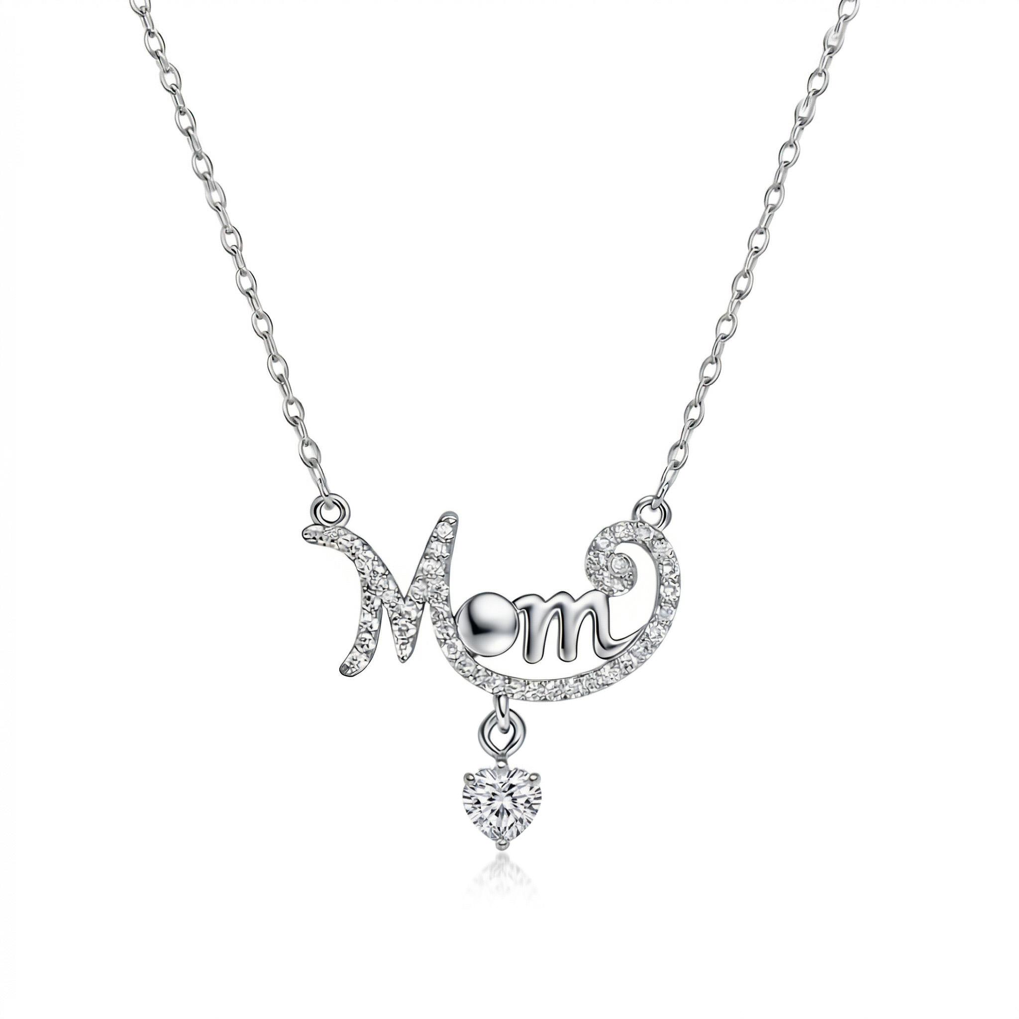 0.5 Ct.tw Mom With Heart Diamond S925 Silver Pendant Necklace Moissanite - Image 6