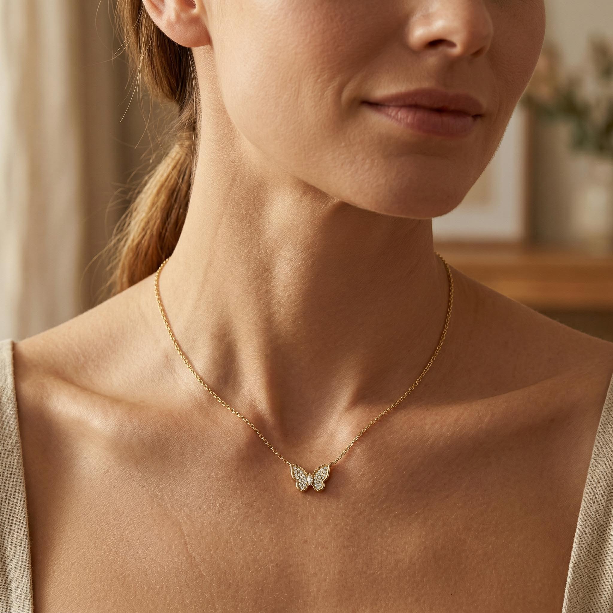 1.2 Ct.tw Sparkling Butterfly Marquise Cut S925 Silver Pendant Necklace - Image 3