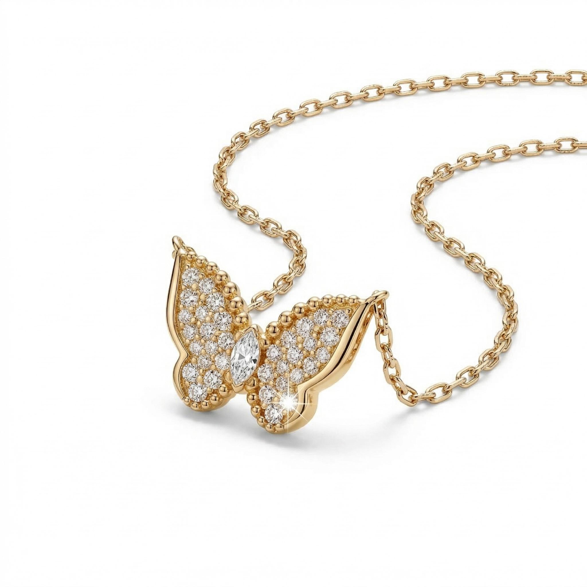 1.2 Ct.tw Sparkling Butterfly Marquise Cut S925 Silver Pendant Necklace - Image 4