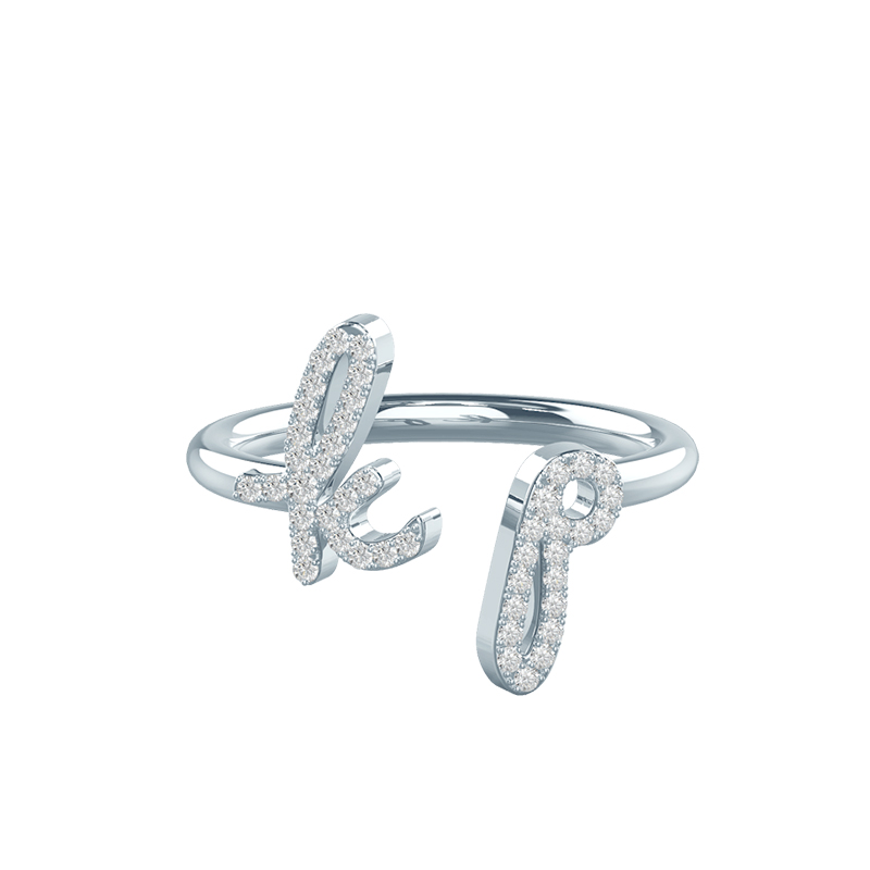 Diamond Double Initials Open Ring Iced Out Shine With Street Luxury - Image 3