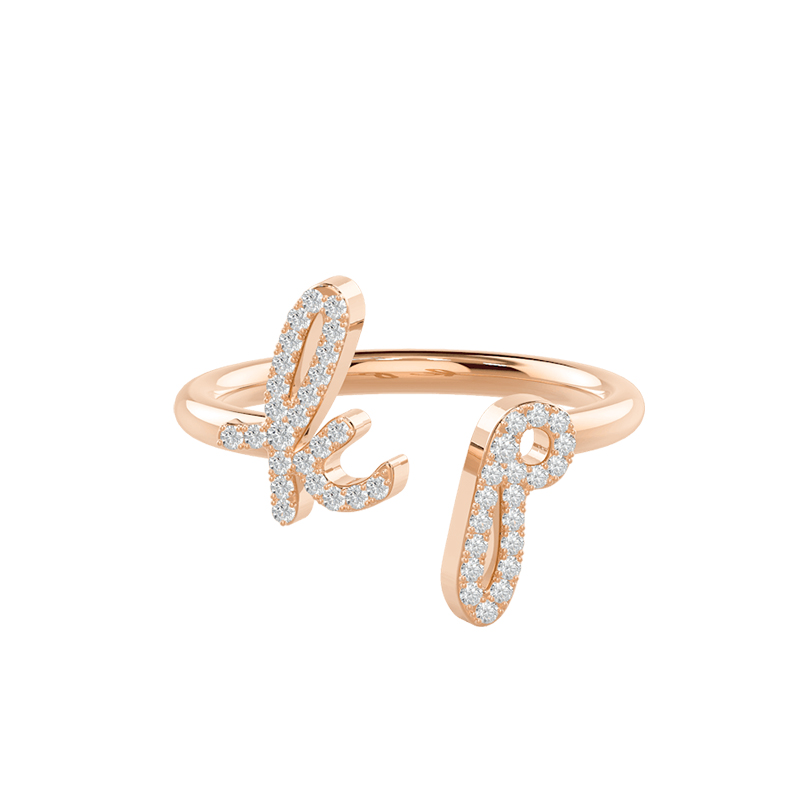 Diamond Double Initials Open Ring Iced Out Shine With Street Luxury - Image 4