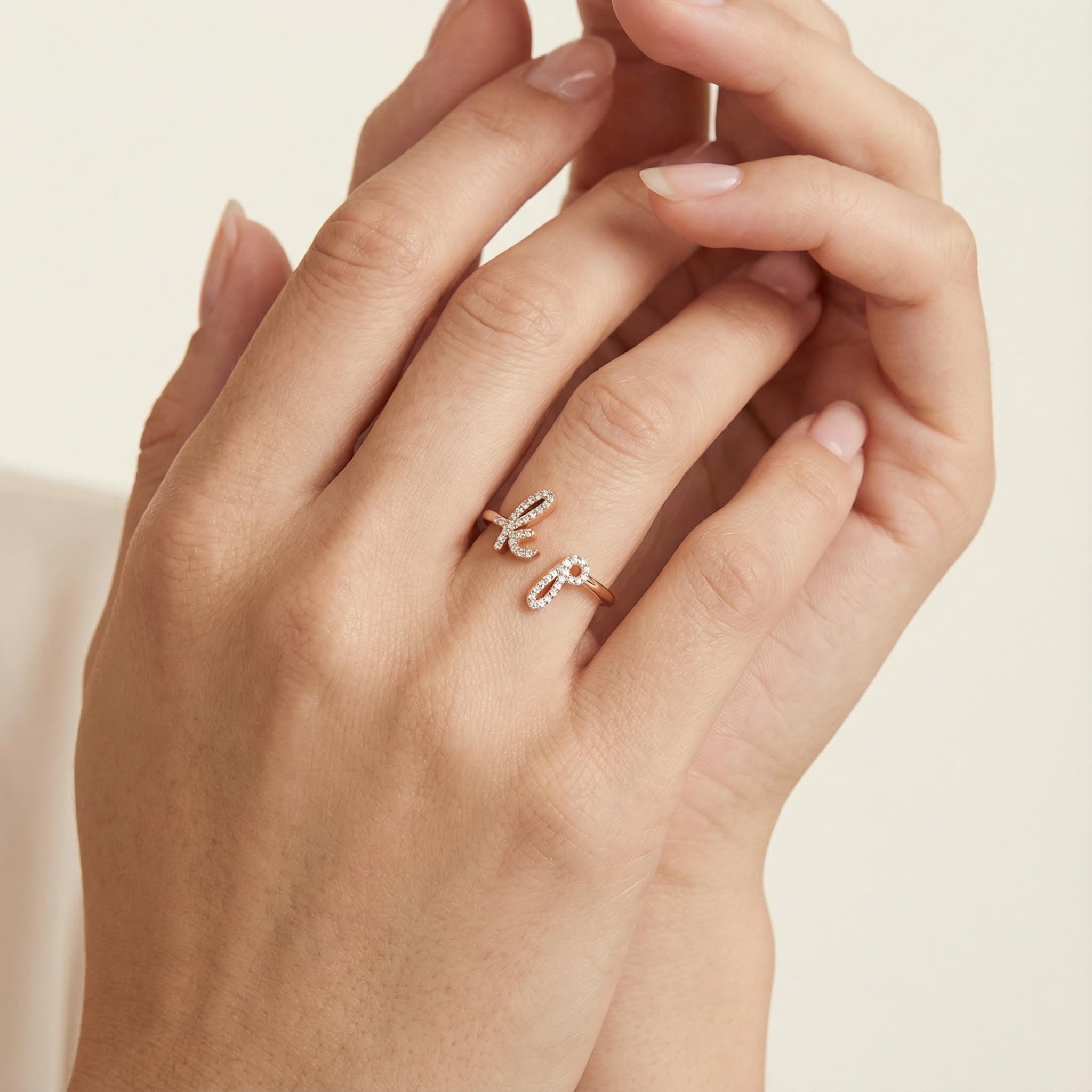 Diamond Double Initials Open Ring Iced Out Shine With Street Luxury - Image 5