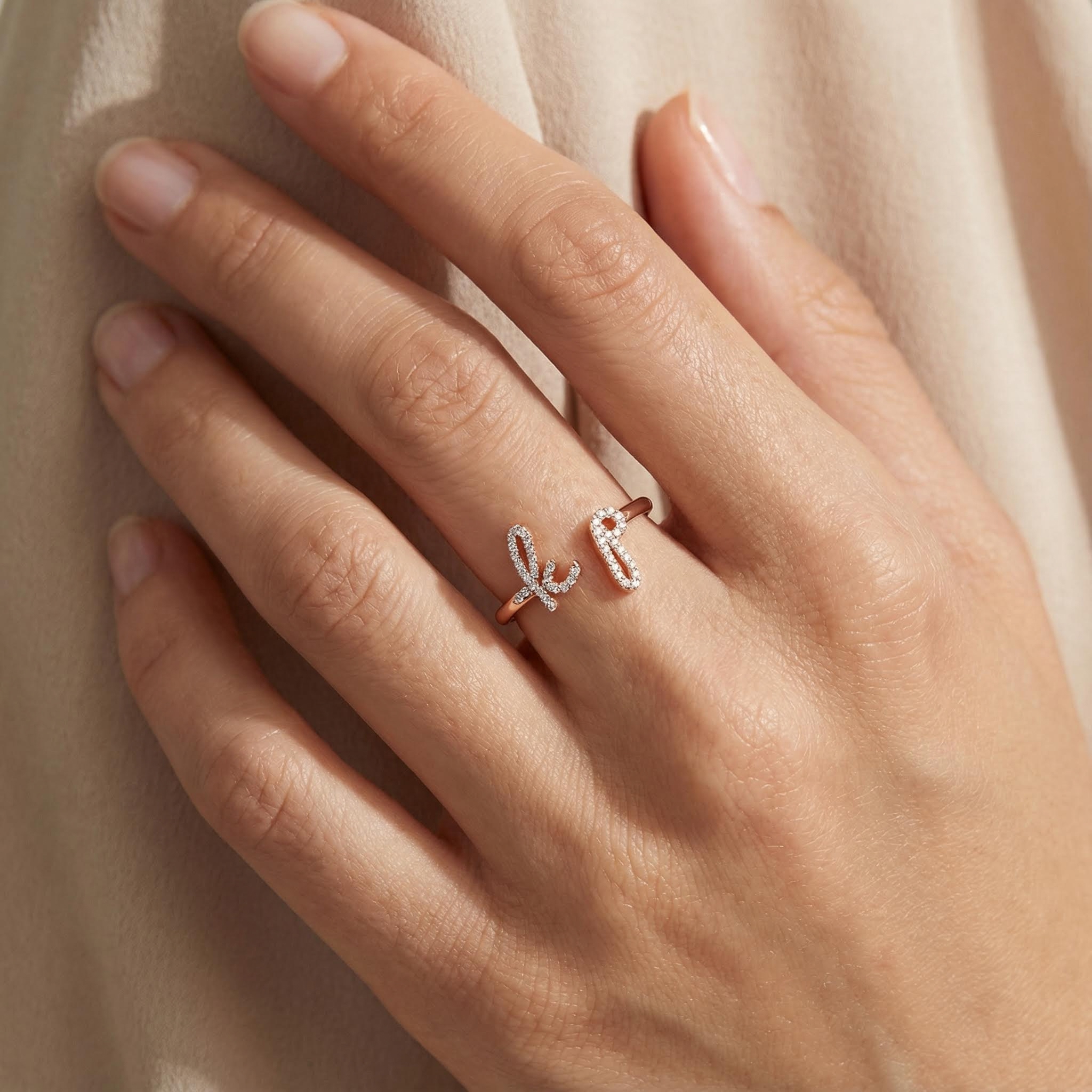 Diamond Double Initials Open Ring Iced Out Shine With Street Luxury - Image 7