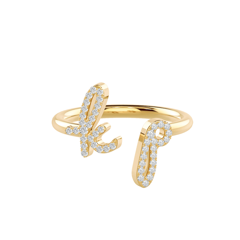 Diamond Double Initials Open Ring Iced Out Shine With Street Luxury
