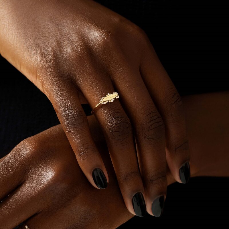 Engraved Diamond Filigree Signet Ring Iced Out Shine With Street Luxury - Image 7