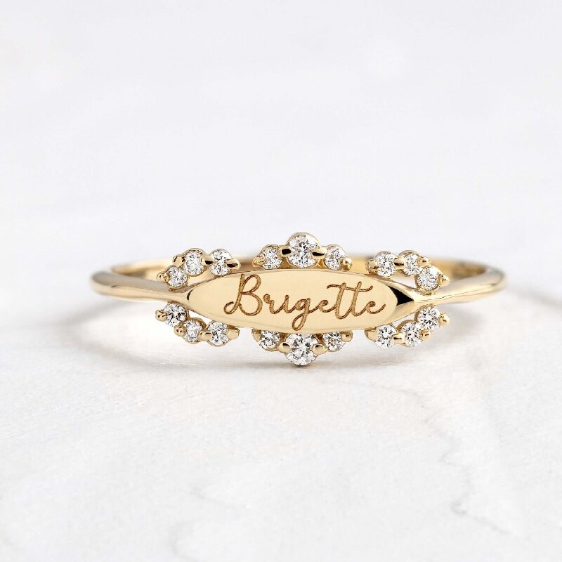 Engraved Diamond Filigree Signet Ring Iced Out Shine With Street Luxury