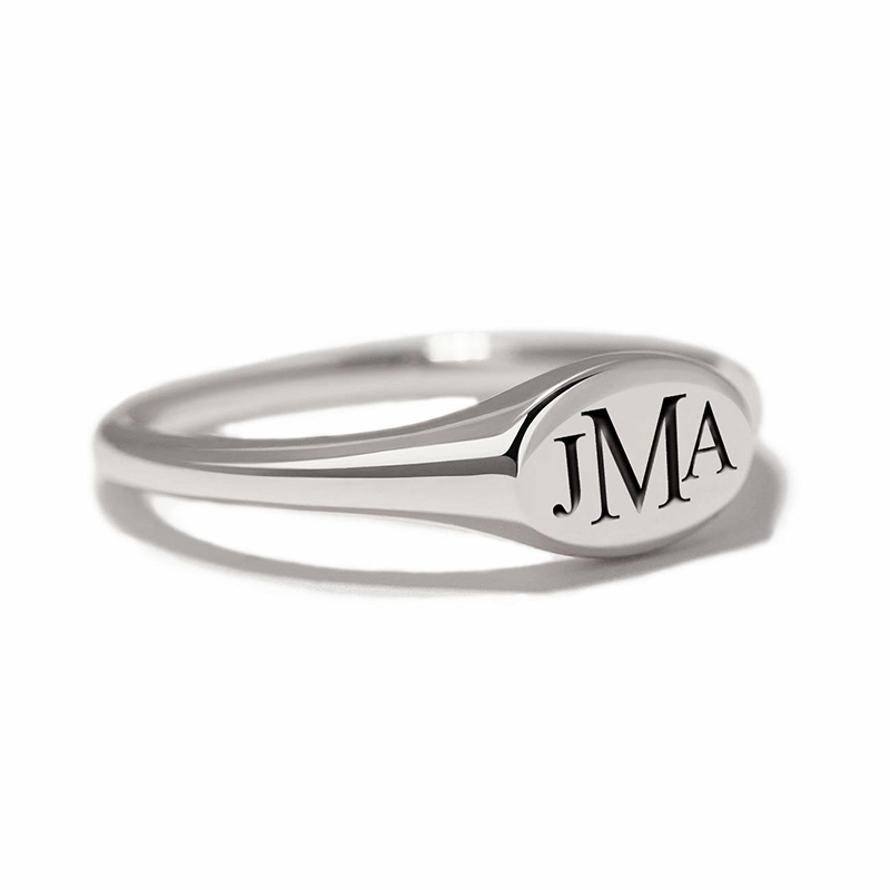 Engraved Monogram Oval Signet Ring Bold Statement Style With Street Luxury - Image 5