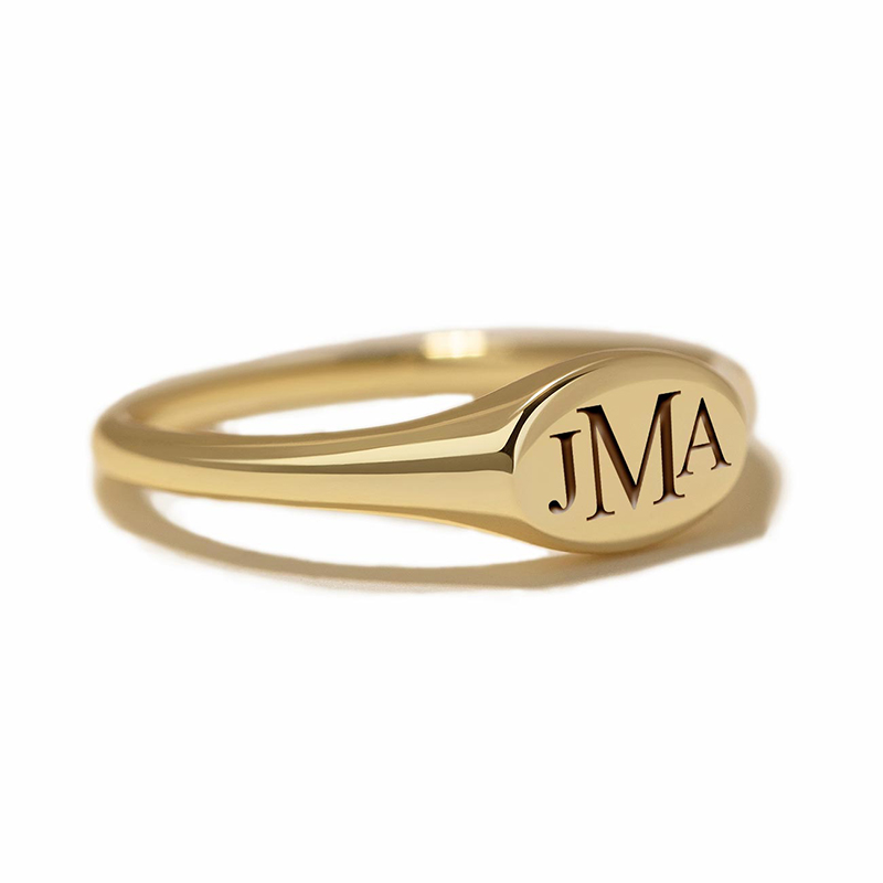 Engraved Monogram Oval Signet Ring Bold Statement Style With Street Luxury
