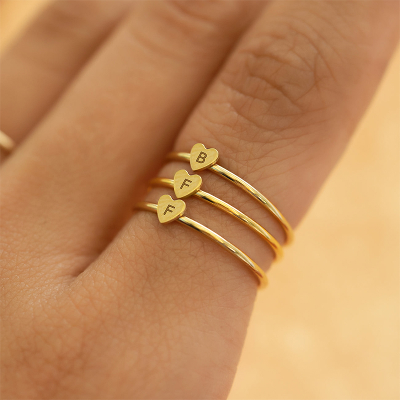 Tiny Heart Initial Ring Bold Statement Style With Street Luxury - Image 3