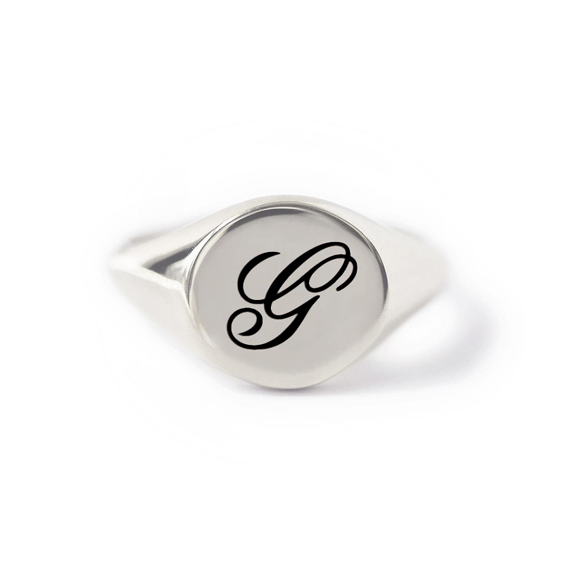 Round Initial Signet Ring Bold Statement Style With Street Luxury - Image 5