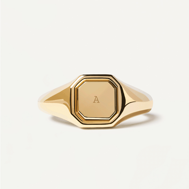 Engraved Initial Octagon Ring Bold Statement Style With Street Luxury - Image 3