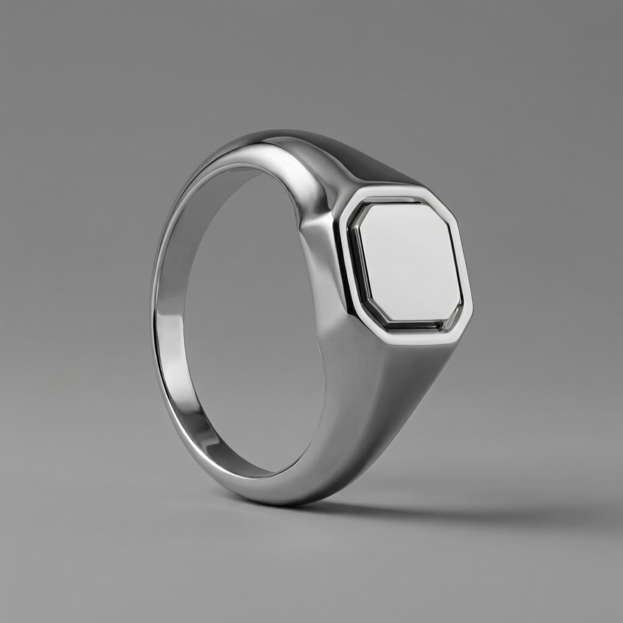 Engraved Initial Octagon Ring Bold Statement Style With Street Luxury - Image 5