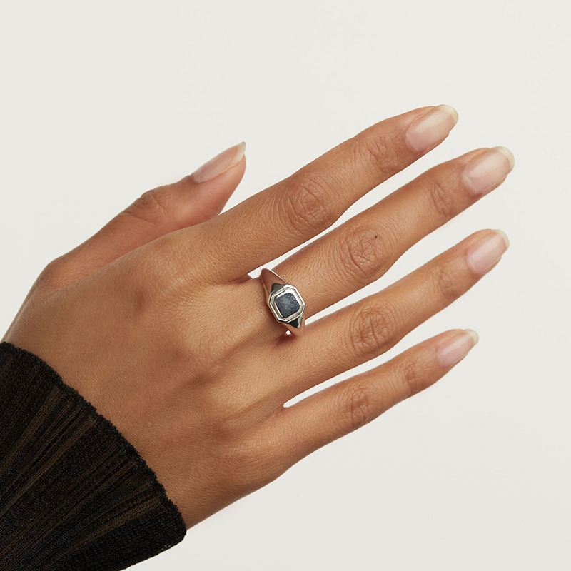 Engraved Initial Octagon Ring Bold Statement Style With Street Luxury - Image 8