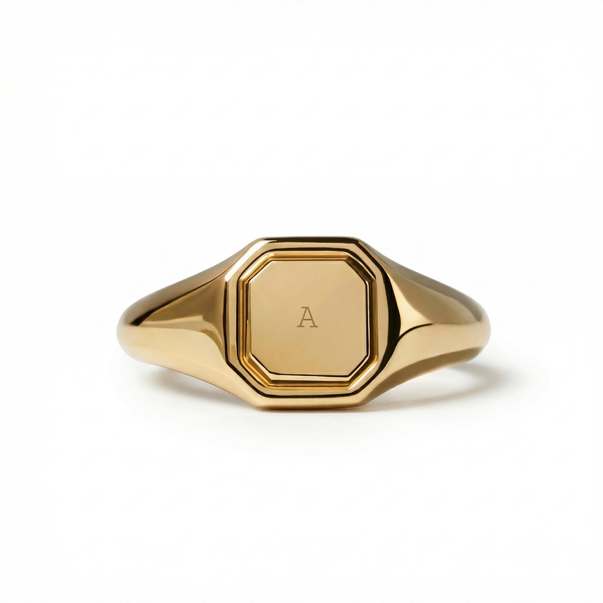Engraved Initial Octagon Ring Bold Statement Style With Street Luxury