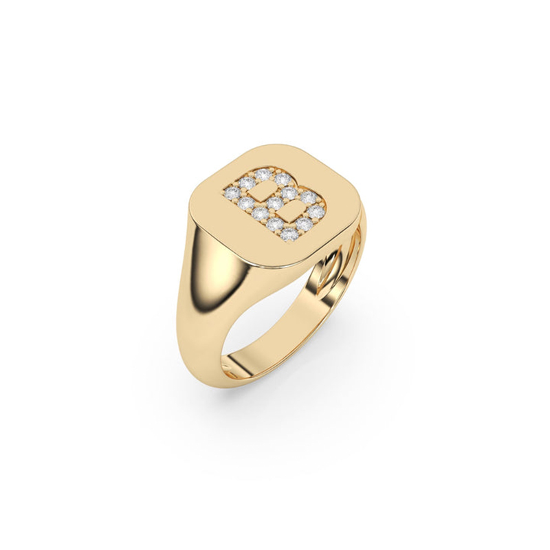 Diamond Initial Signet Ring Iced Out Shine With Street Luxury