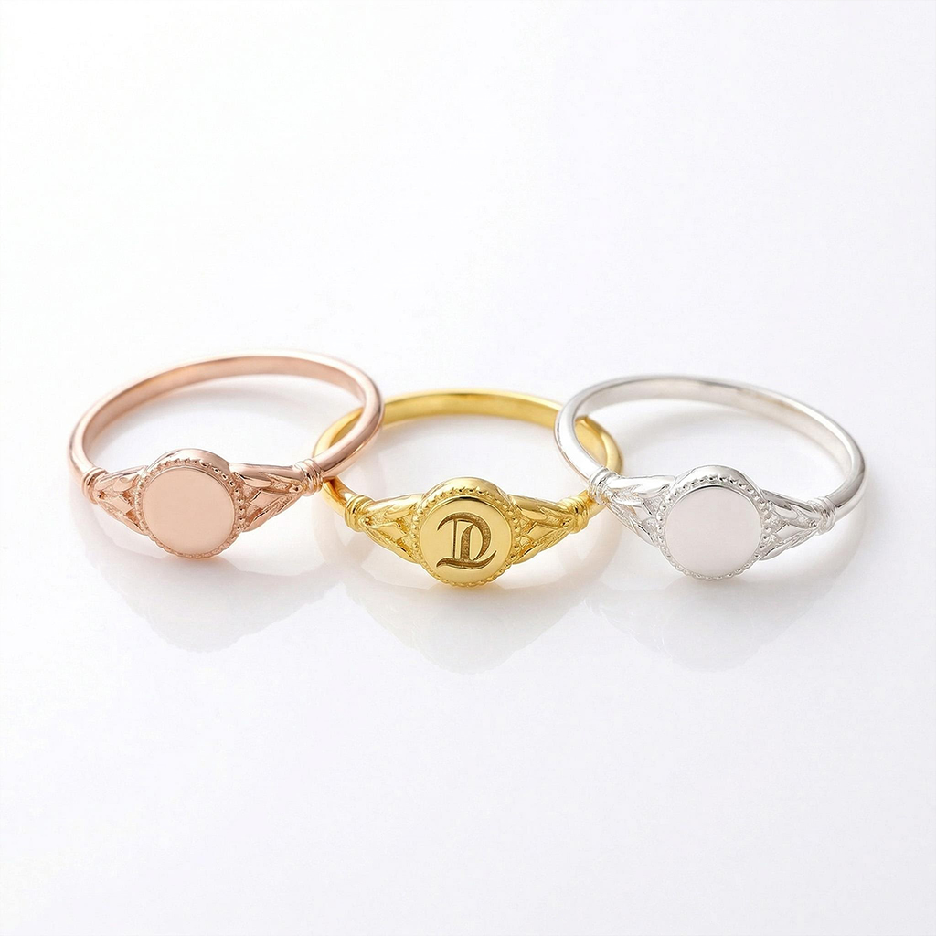 Vintage Gothic Initial Signet Ring Bold Statement Style With Street Luxury - Image 4