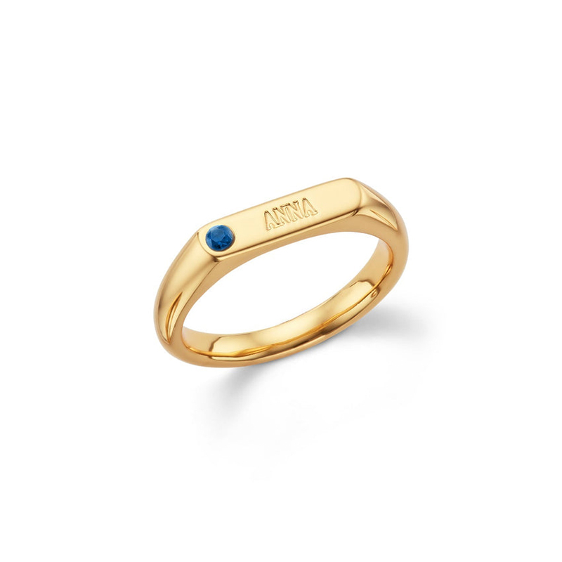 Birthstone Signet Name Ring Bold Statement Style With Street Luxury