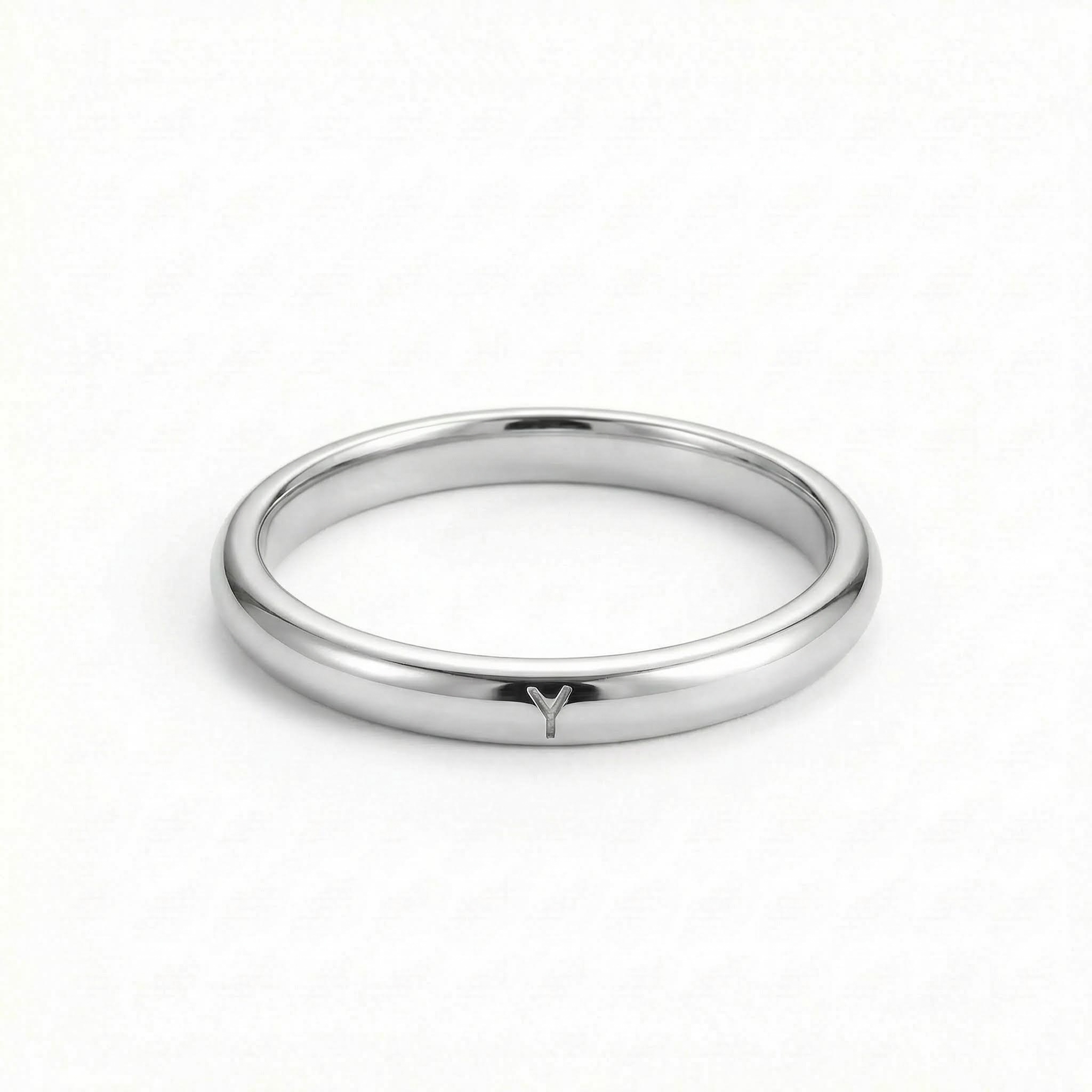 Engraved Letters Frosted Stacked/couple Ring - 1pcs With Bold Premium Edge - Image 4