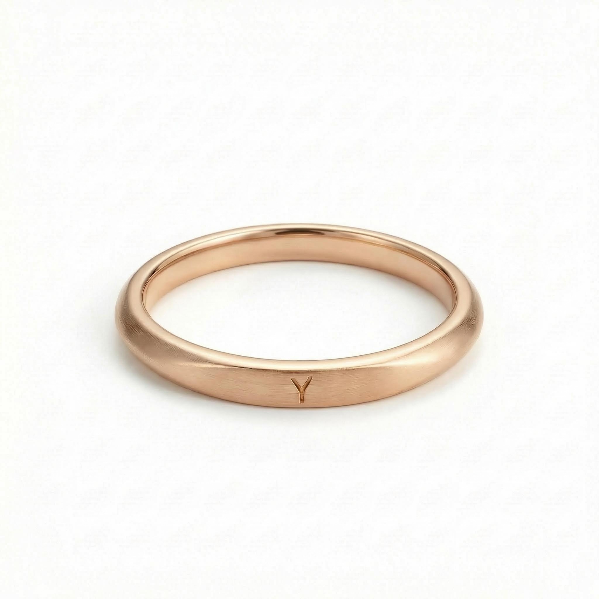 Engraved Letters Frosted Stacked/couple Ring - 1pcs With Bold Premium Edge - Image 5