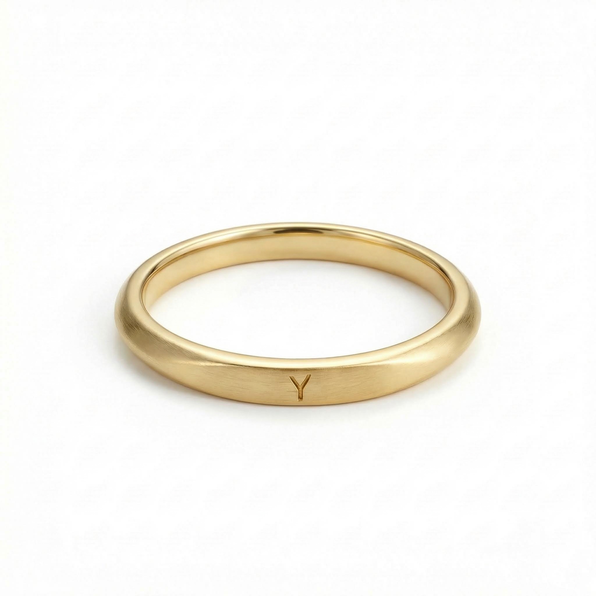 Engraved Letters Frosted Stacked/couple Ring - 1pcs With Bold Premium Edge
